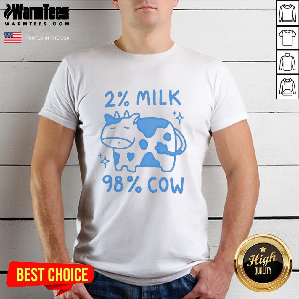 Cute 2 Percent Milk 98 Percent Cow T-Shirt featuring a fun graphic design, perfect for milk lovers and casual wear.