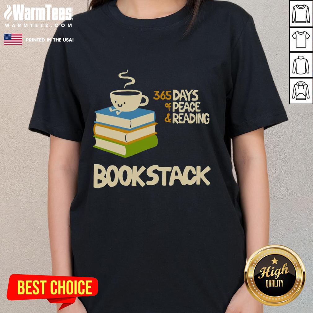 Alt Text: Cute coffee bookstack featuring '365 Days of Peace' with a stylish ladies tee, perfect for book lovers and cozy reading vibes.