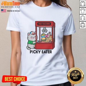 Funny cat paw design on a ladies tee, perfect for picky eaters and cat lovers. Cute and humorous apparel for everyday wear.