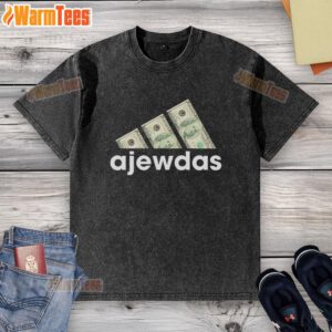 Good Ajewdas Money Dollars logo on a washed t-shirt, featuring a stylish design perfect for casual wear.