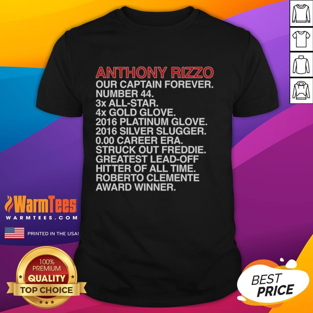 Good Anthony Rizzo Our Captain's Accomplishments T-Shirt showcasing Rizzo's achievements in a stylish design for fans.