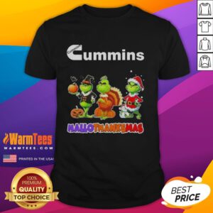 Alt Text: Good Cummins X Grinch Cosplay T-Shirt for Hallothanksmas celebration, featuring festive design and vibrant colors.