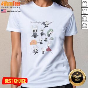 Alt Text: Cute chibi-style ladies from Hollow Knight on a stylish tee, perfect for fans of the game and unique fashion lovers.