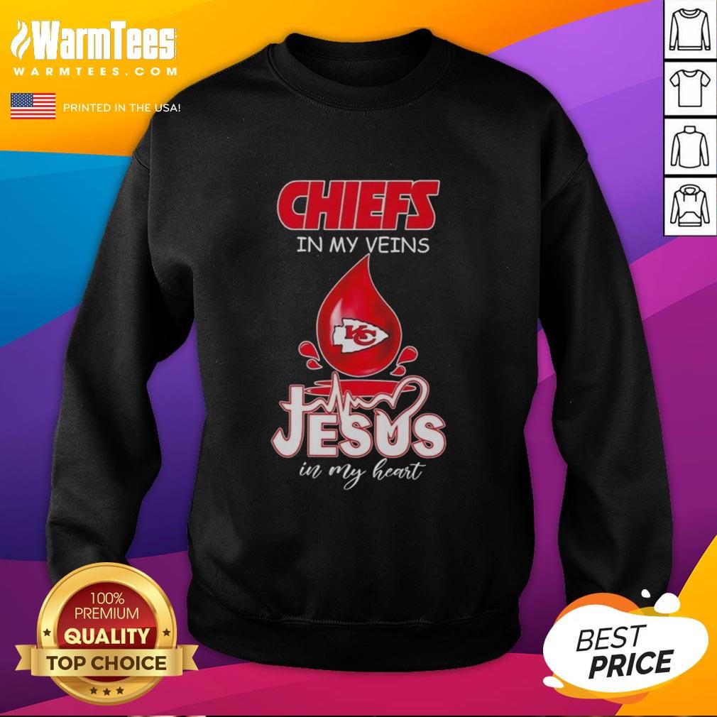 Good Kansas City Chiefs in My Veins sweatshirt for football lovers, featuring a stylish design perfect for game day.