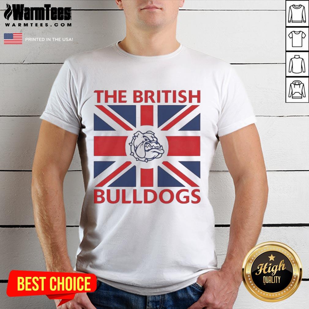 Alt Text: Good The British Bulldogs Flag T-Shirt featuring a vibrant design of the British flag and bulldog graphic.