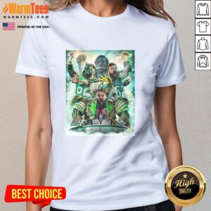Hot Jason Kelce Philadelphia Eagles tee for ladies featuring a playful design with hungry dogs running faster.