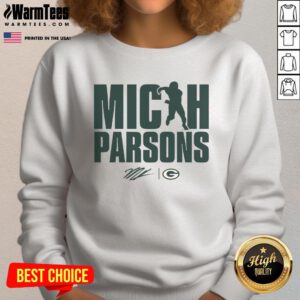 Micah Parsons Green Bay Packers figure sweatshirt featuring vibrant design, perfect for fans and collectors of NFL apparel.
