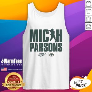 Alt Text: Hot Micah Parsons Green Bay Packers figure tank top featuring vibrant colors and bold graphics for fans.