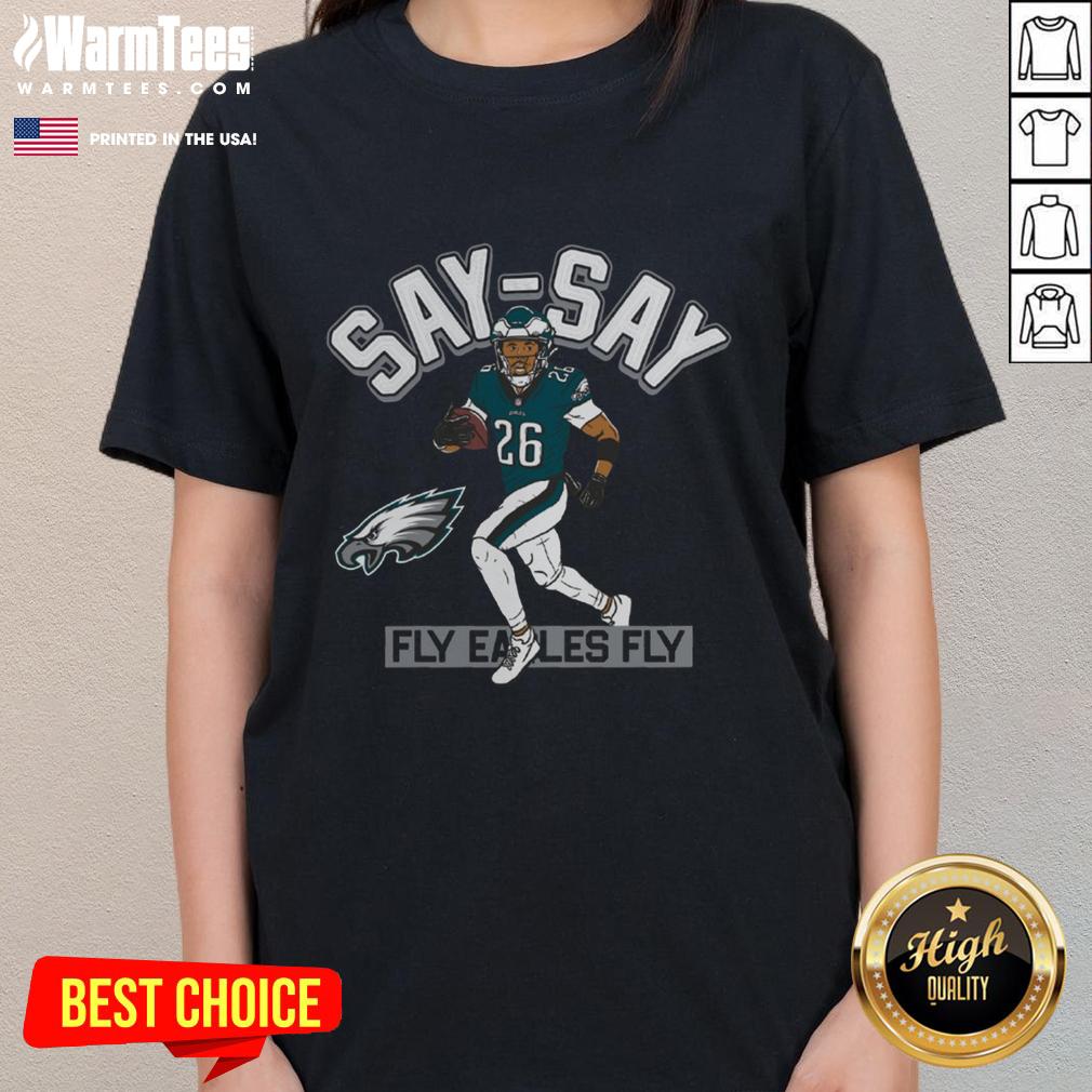 Hot Saquon Barkley Philadelphia Eagles player illustrative pack ladies tee featuring vibrant graphics and team colors.