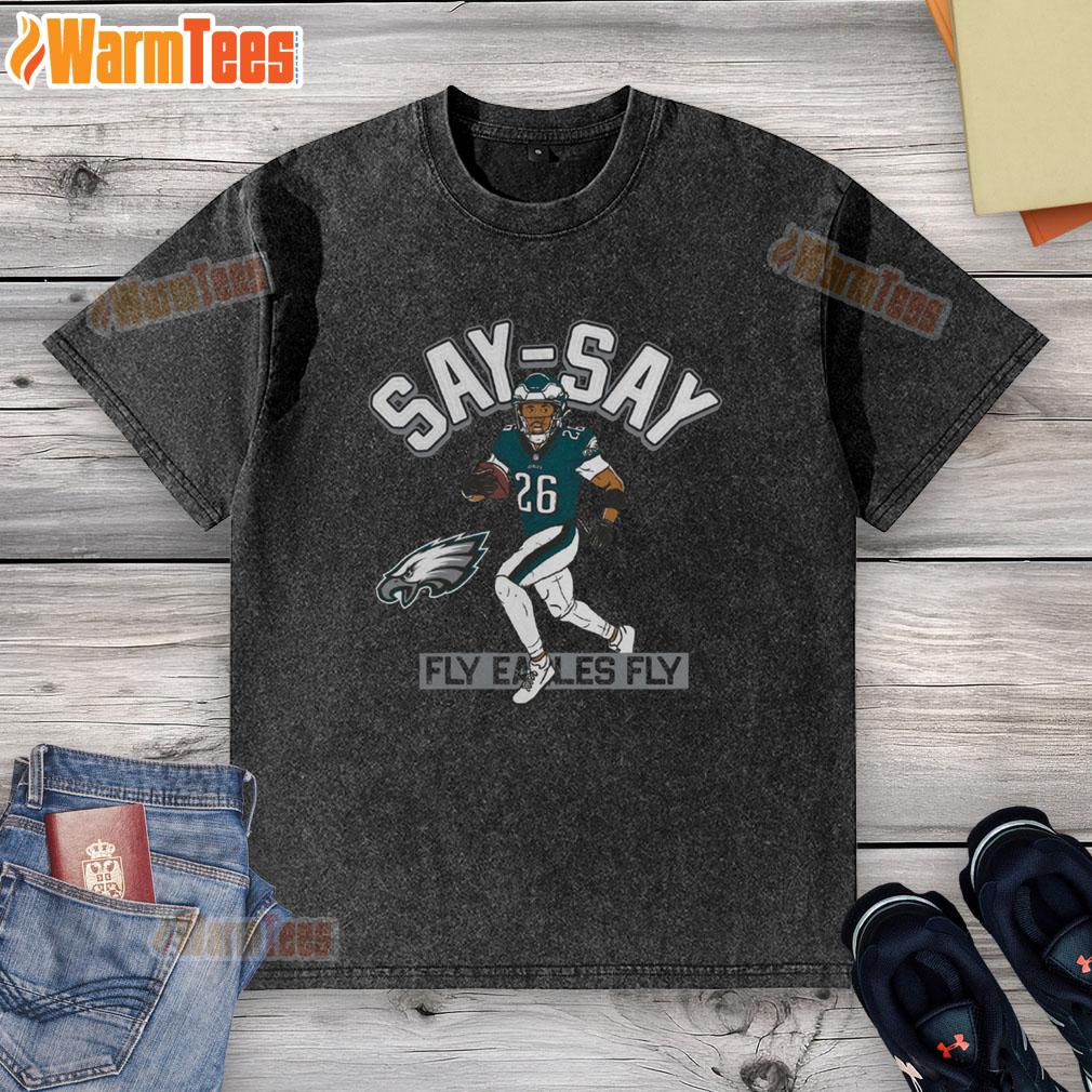 Hot Saquon Barkley Philadelphia Eagles Player illustrative pack washed t-shirt featuring vibrant team colors and player graphic.