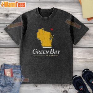 Stylish Green Bay Packers washed t-shirt, perfect for fans, showcasing a vintage look and vibrant team colors.