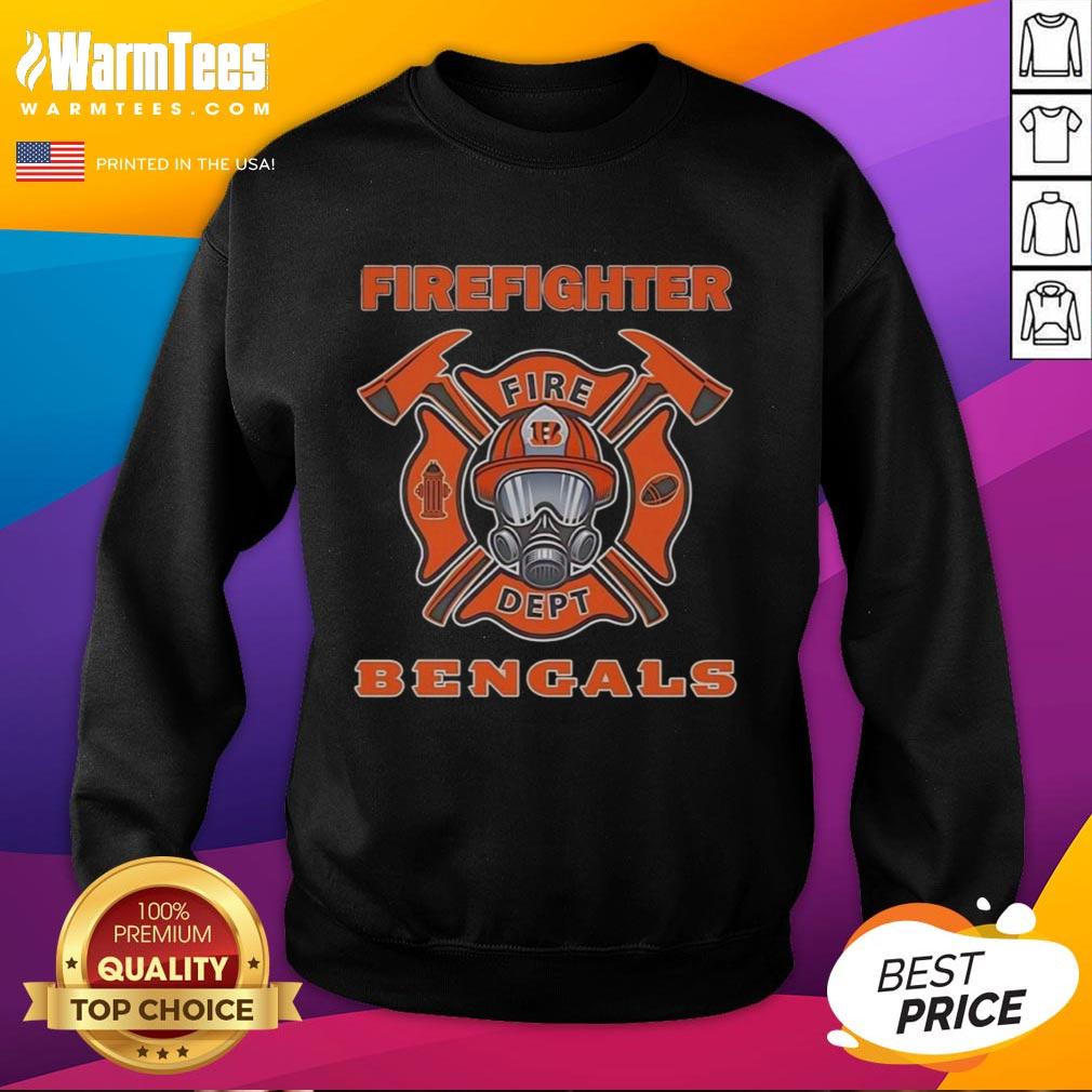 Alt Text: Cincinnati Bengals firefighter sweatshirt featuring the fire department logo in vibrant colors and stylish design.