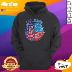 Nice Detroit Sports For Life logo hoodie in navy blue, showcasing vibrant team spirit and stylish design for fans.