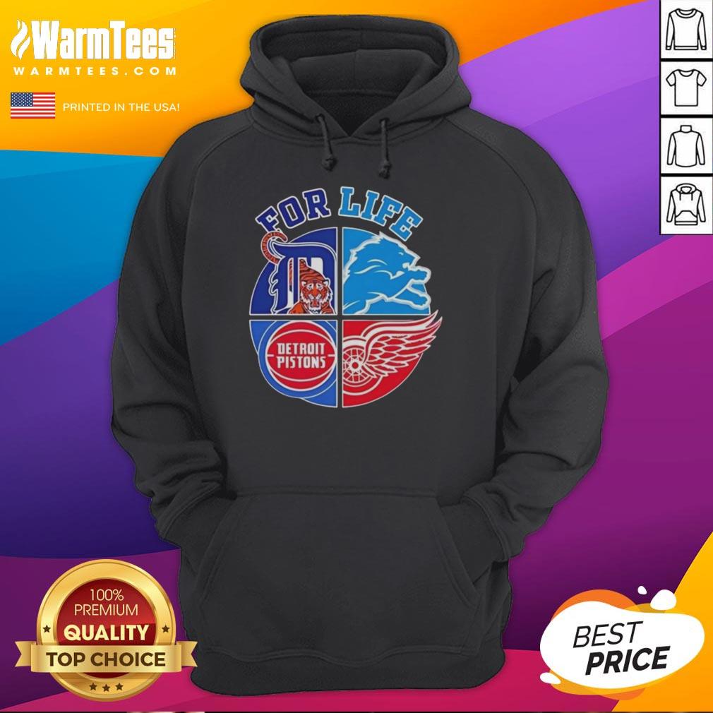 Nice Detroit Sports For Life logo hoodie in navy blue, showcasing vibrant team spirit and stylish design for fans.