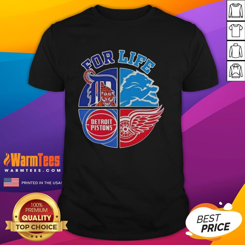Alt Text: Nice Detroit Sports For Life logo t-shirt featuring vibrant design and sporty style, perfect for fans and casual wear.