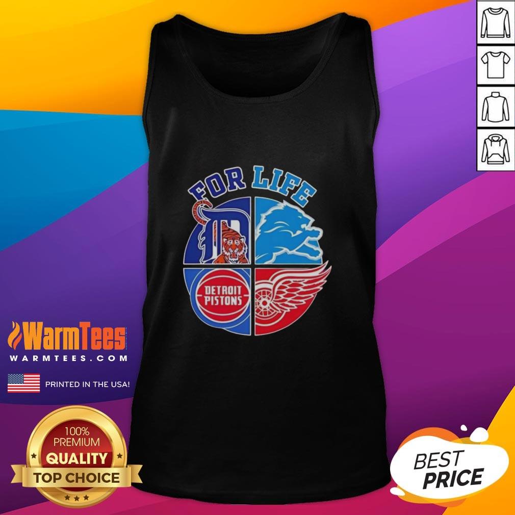 Nice Detroit Sports For Life logo tank top featuring vibrant colors and sporty design for fans and athletes.