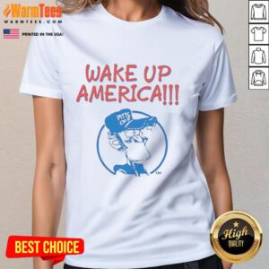 Nice Gary Burbank Wake Up America Ladies Tee featuring a vibrant, eye-catching design for casual wear.
