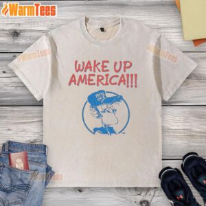 Nice Gary Burbank Wake Up America washed t-shirt featuring vibrant design and comfortable fit for casual wear.