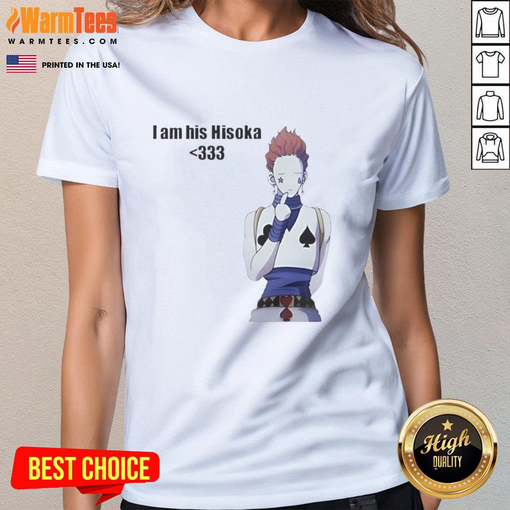 Nice I Am His Hisoka Ladies Tee featuring vibrant graphic design for fans of anime and manga merchandise.