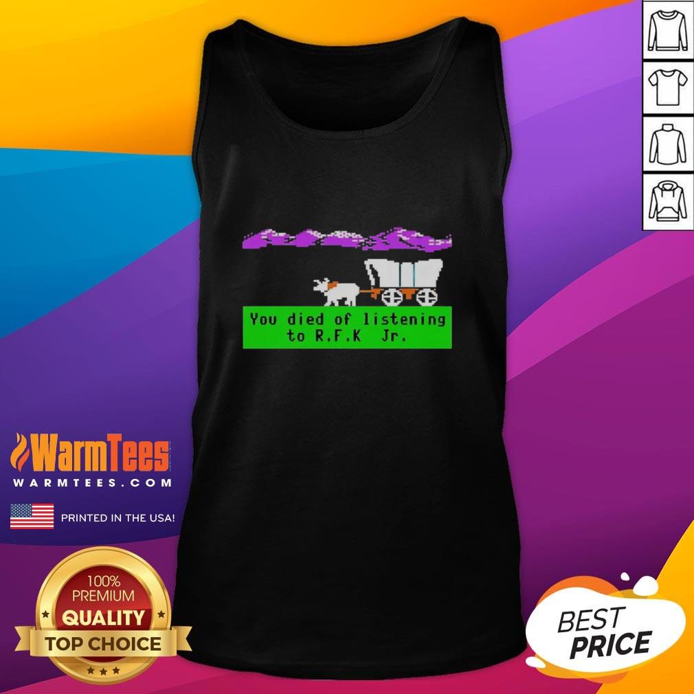 Nice Oregon Trail You Died of Listening to RFK Jr. pixel tank top featuring a vintage gaming design in vibrant colors.