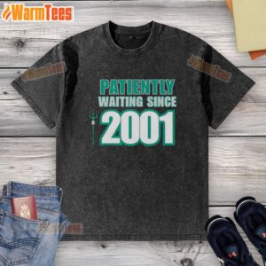 Nice Seattle Mariners patiently waiting since 2001 washed t-shirt showcasing team spirit and vintage style.