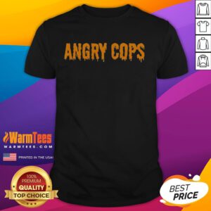 Alt Text: Official Angry Cops Halloween T-Shirt featuring bold graphics and spooky designs perfect for Halloween celebrations.