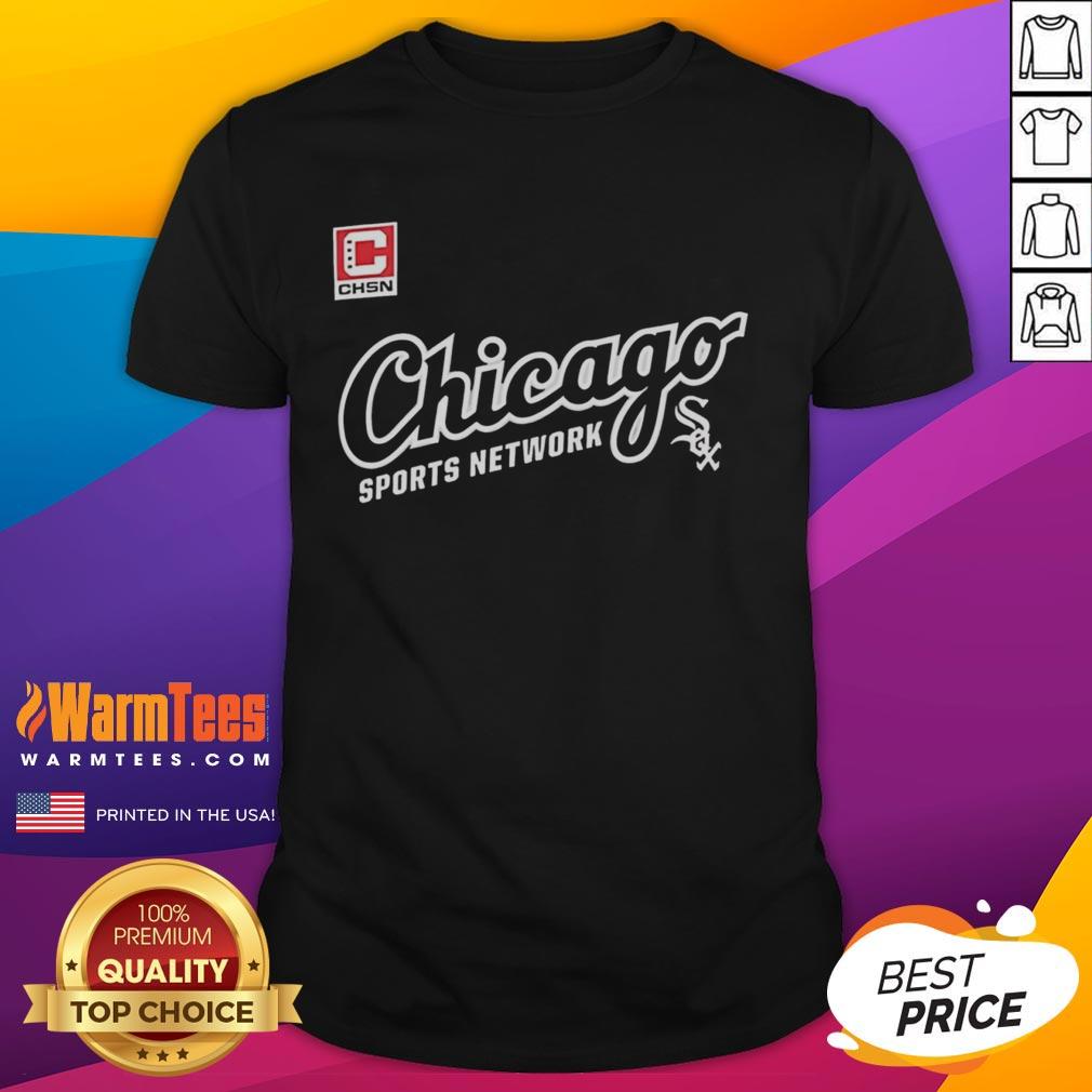 Alt Text: Official Chicago Sports Network White Sox CHSN logo T-shirt featuring a stylish design for fans of the Chicago White Sox.
