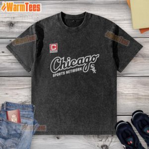 Official Chicago Sports Network White Sox CHSN logo on a washed t-shirt, perfect for fans of the White Sox.