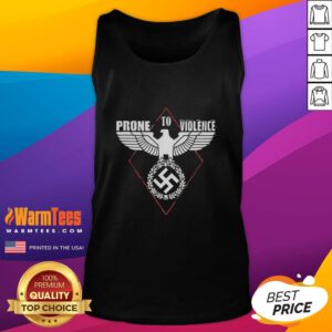 Official Prone to Violence Nazi tank top featuring bold graphics, perfect for statement streetwear and edgy fashion.