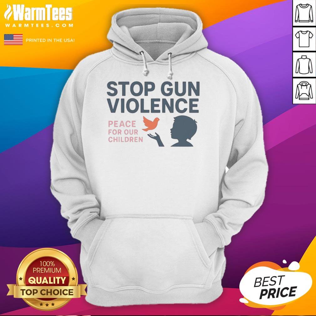 Official Stop Gun Violence hoodie promoting peace for our children, featuring bold graphics and a comfortable fit.