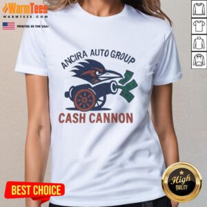 Official UTSA Roadrunners Ancira Auto Group Cash Cannon Ladies Tee showcasing team spirit and style for fans.