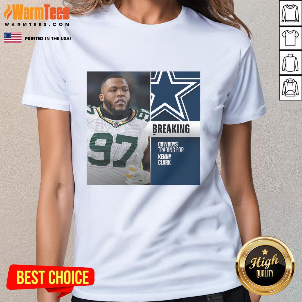 Original Dallas Cowboys Trading for Kenny Clark Ladies Tee featuring team colors and logo for stylish game day wear.