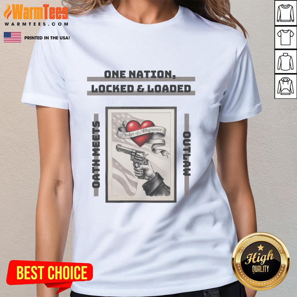 Original One Nation Locked And Loaded Ladies Tee in vibrant colors, showcasing a stylish design for patriotic women.