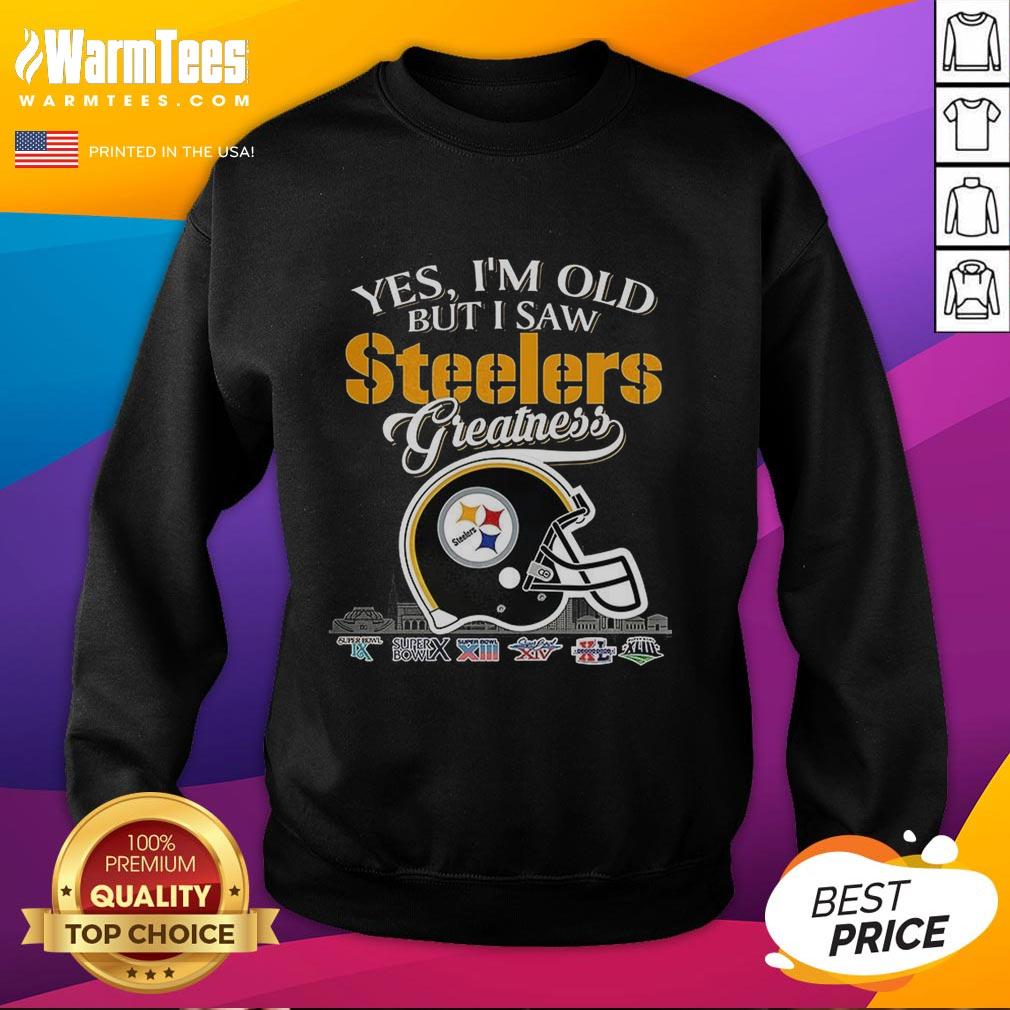 Pittsburgh Steelers sweatshirt featuring Super Bowl helmet and skyline design, perfect for fans who embrace greatness.