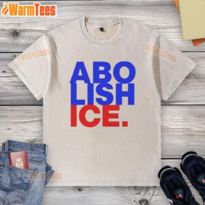 Premium Abolish Ice 2025 Washed T-Shirt in soft fabric, featuring bold graphic design for a stylish, activist look.