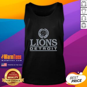 Premium Detroit Lions Crest Tank Top featuring the team's logo, perfect for fans and summer sports activities.