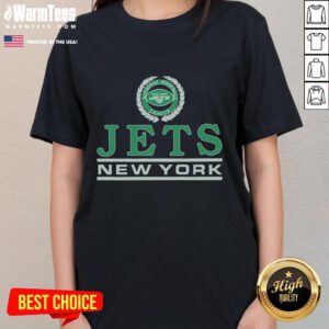 Premium New York Jets Crest Ladies Tee featuring team logo on a stylish green shirt for female fans.