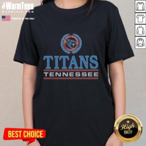 Alt Text: Premium Tennessee Titans Crest Ladies Tee in vibrant colors, perfect for female fans showcasing team spirit and style.