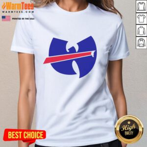 Premium Wu-Tang X Buffalo Bills Mafia Logo Ladies Tee featuring bold graphics and stylish design for fans.