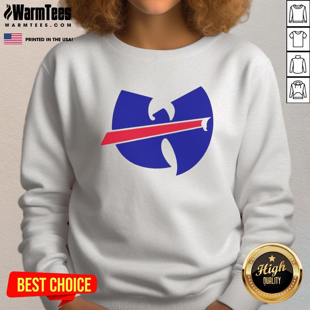 Premium Wu-Tang x Buffalo Bills Mafia logo sweatshirt featuring bold graphics and a stylish design for fans.