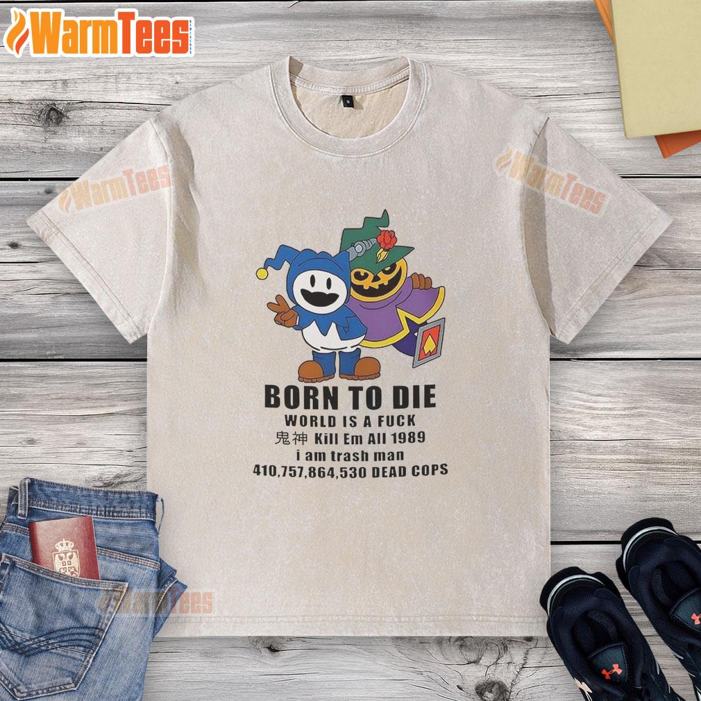 Vintage 'Pretty Jack Frost' Shin Megami Tensei T-shirt from 1989, featuring a bold Born To Die graphic design.