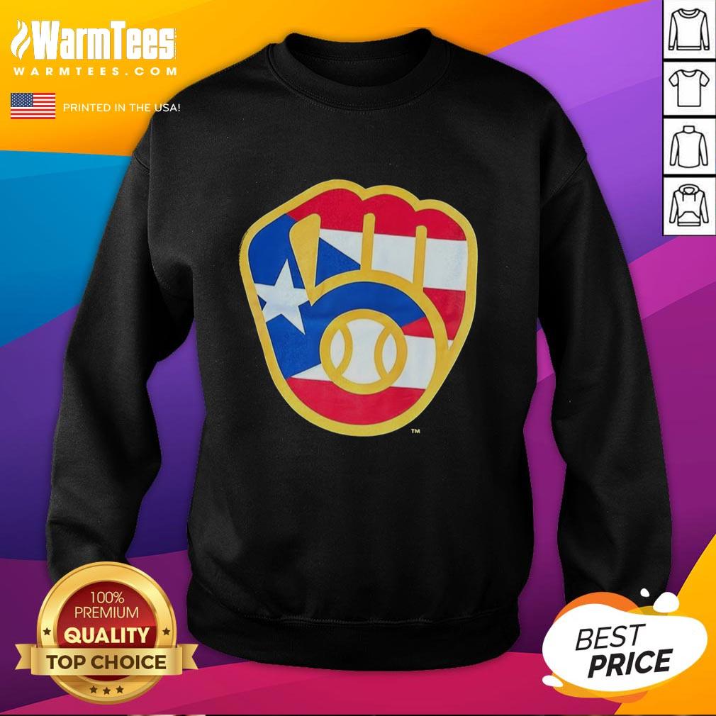 Stylish Puerto Rican Milwaukee Brewers logo sweatshirt featuring vibrant colors and a comfortable fit for fans.