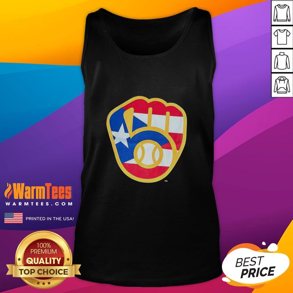 Pretty Puerto Rican Milwaukee Brewers logo tank top featuring vibrant colors and stylish design for fans.