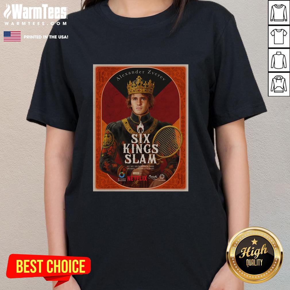 Top Alexander Zverev Six Kings Slam 2025 Riyadh Season Tennis Ladies Tee featuring stylish design and vibrant colors.