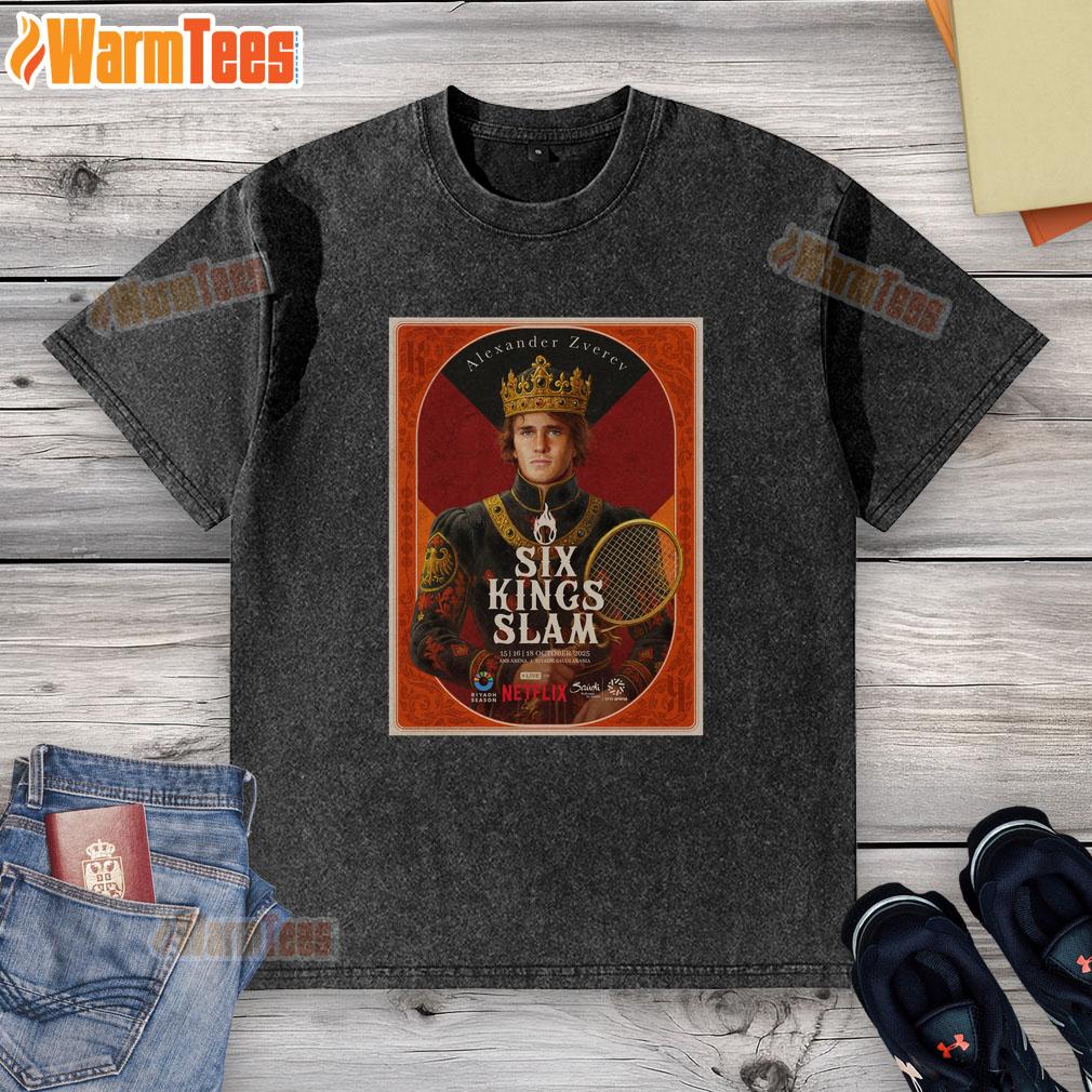 Top Alexander Zverev Six Kings Slam 2025 Riyadh Season Tennis washed t-shirt showcasing stylish sportswear for fans.