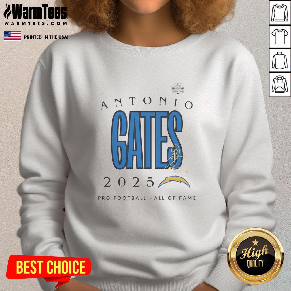 Top Antonio Gates 2025 Pro Football Hall of Fame signature sweatshirt showcasing unique design and commemorative details.
