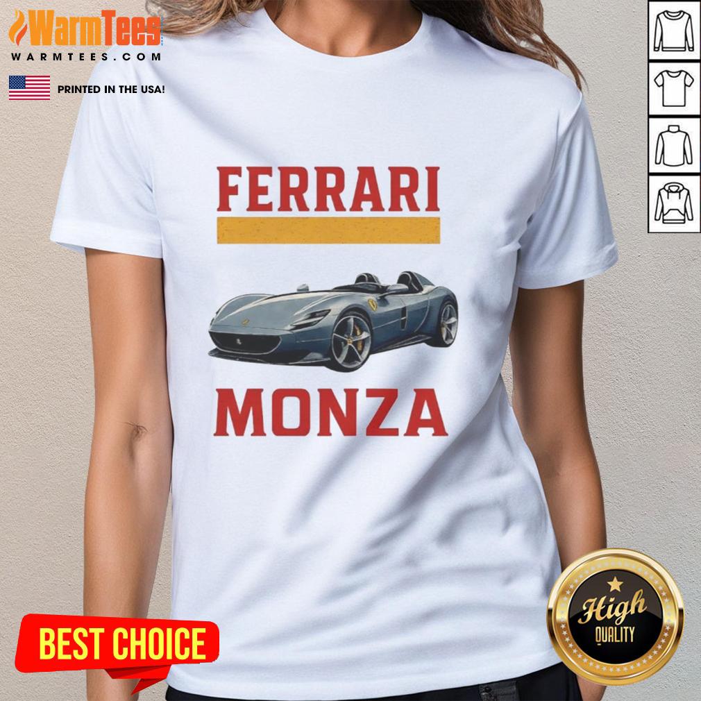Top Ferrari Monza Car Ladies Tee featuring a stylish design for car enthusiasts and fashion lovers.