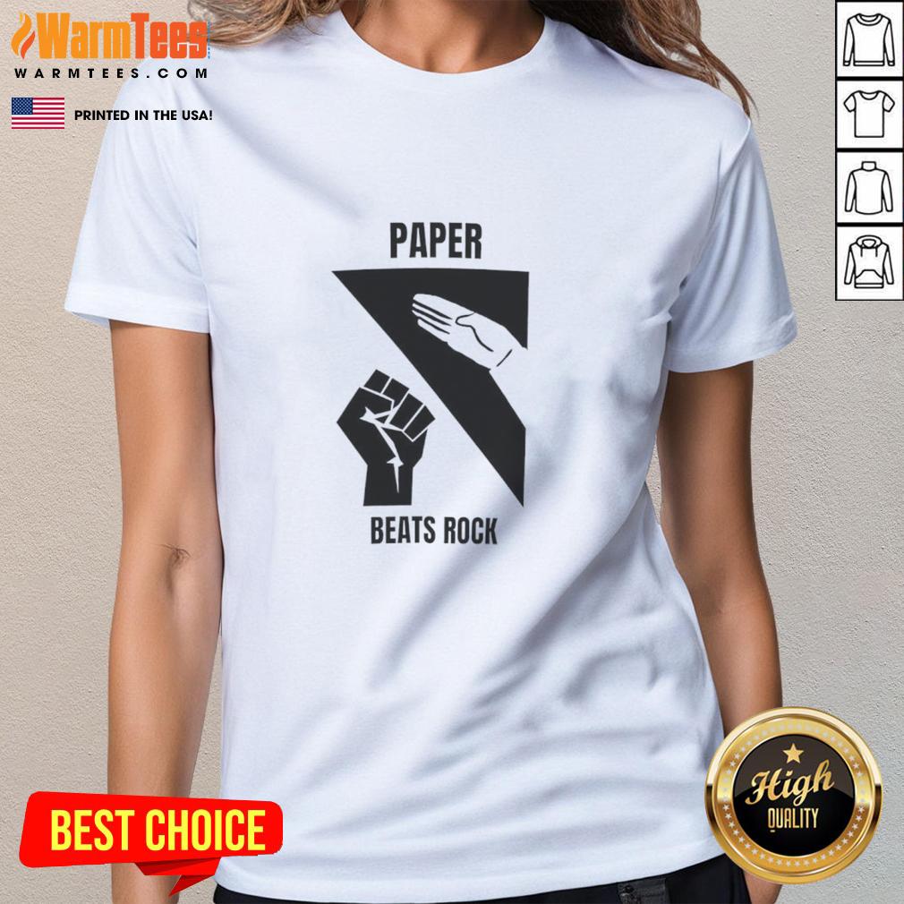 Top Paper Beats Rock Ladies Tee featuring a fun graphic design and comfortable fit, perfect for casual wear.