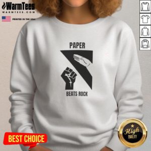 Top Paper Beats Rock sweatshirt featuring a fun graphic design, perfect for casual wear and game night enthusiasts.