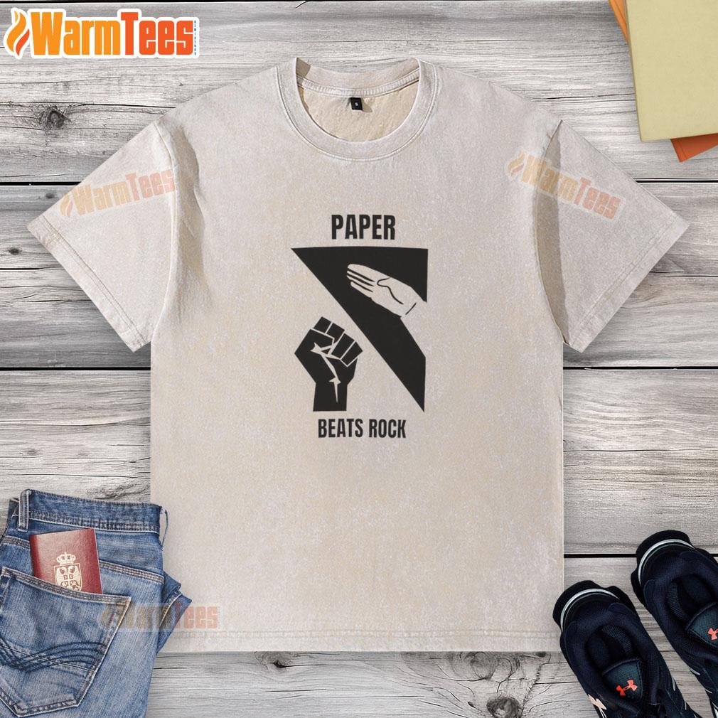 Top Paper Beats Rock Washed T-Shirt featuring a playful graphic design in a relaxed fit, perfect for casual wear.